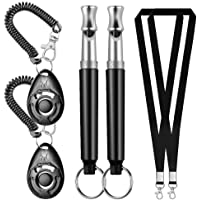 Silbato Perros y Clicker 2 Paquetes con Acollador Ultrasonidos - Silbato para Entrenamiento Perros
